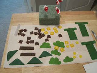 Shot of all the components going on the side of the cake.