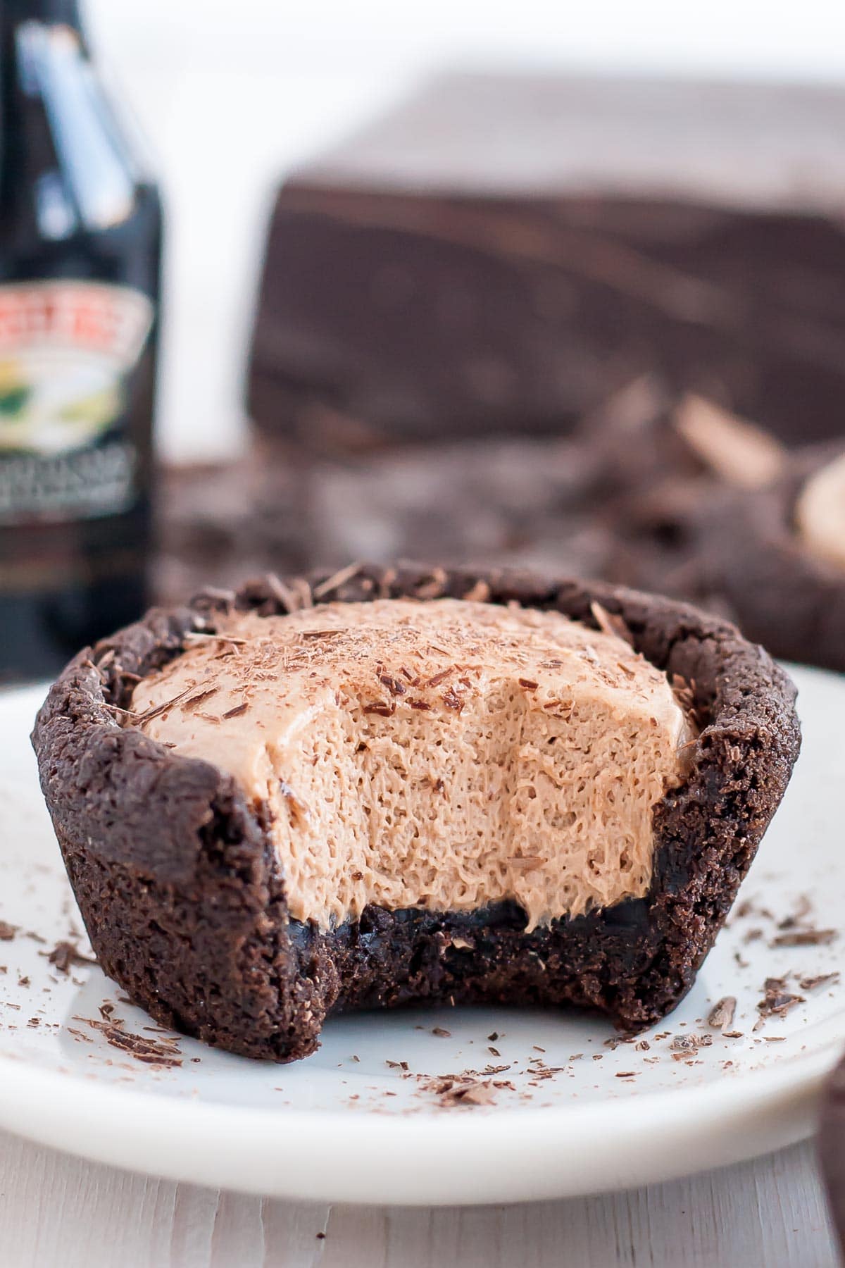 Baileys cheesecake filling in chocolate cookie cups