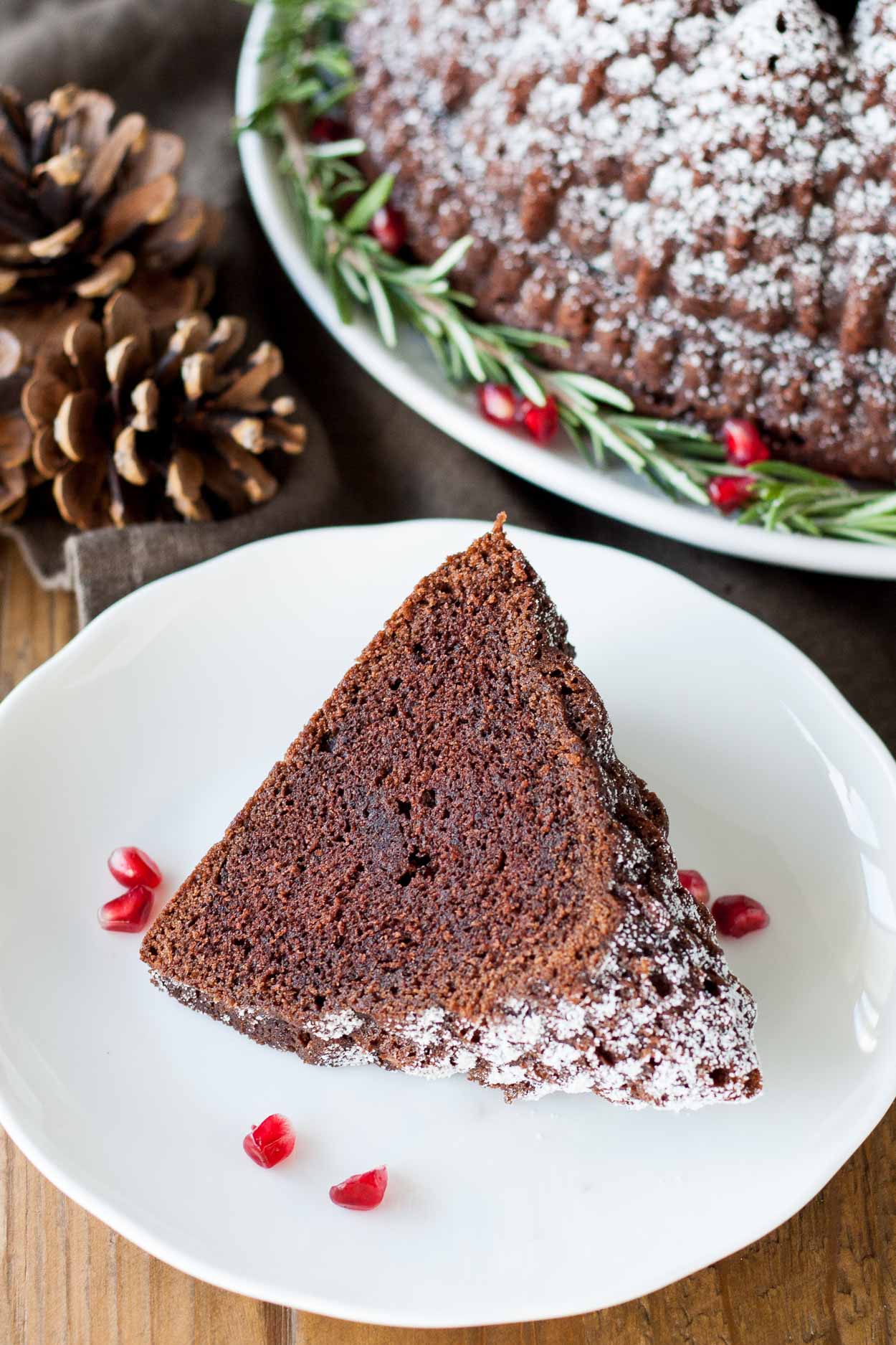 A piece of chocolate cake on a plate