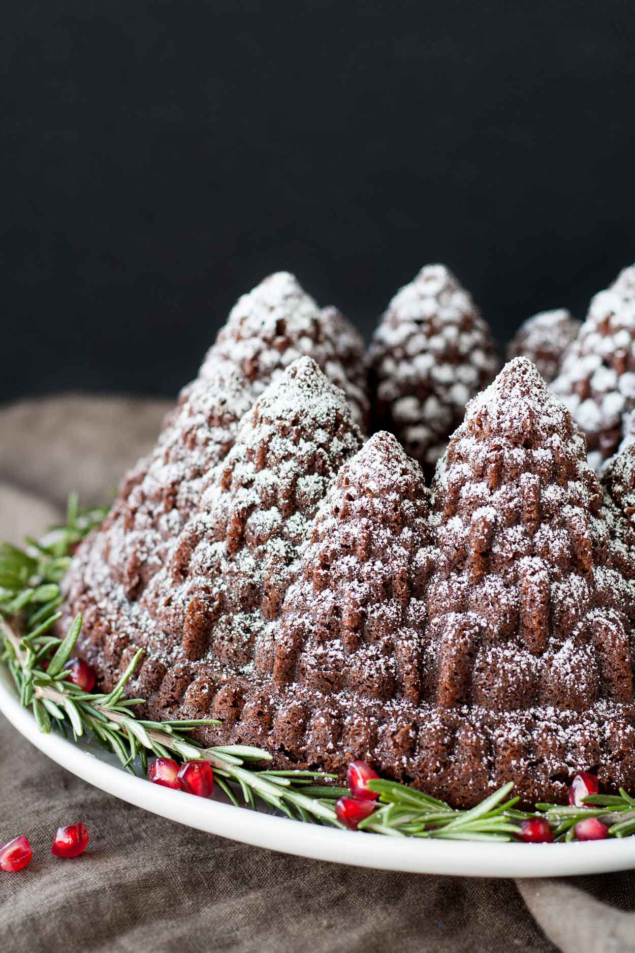 Close up of the sugar dusted trees