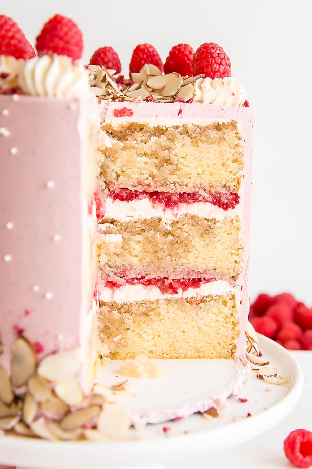 Cross section of the cake showing the layers.