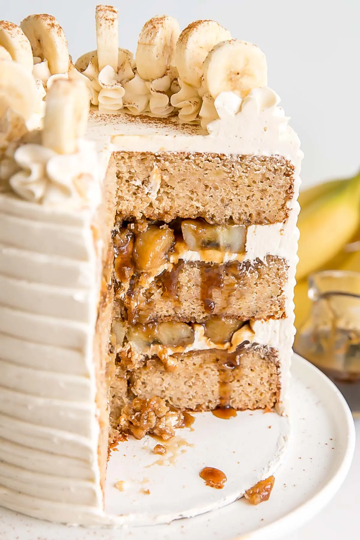 Angled cross section photo showing the inside of the cake.