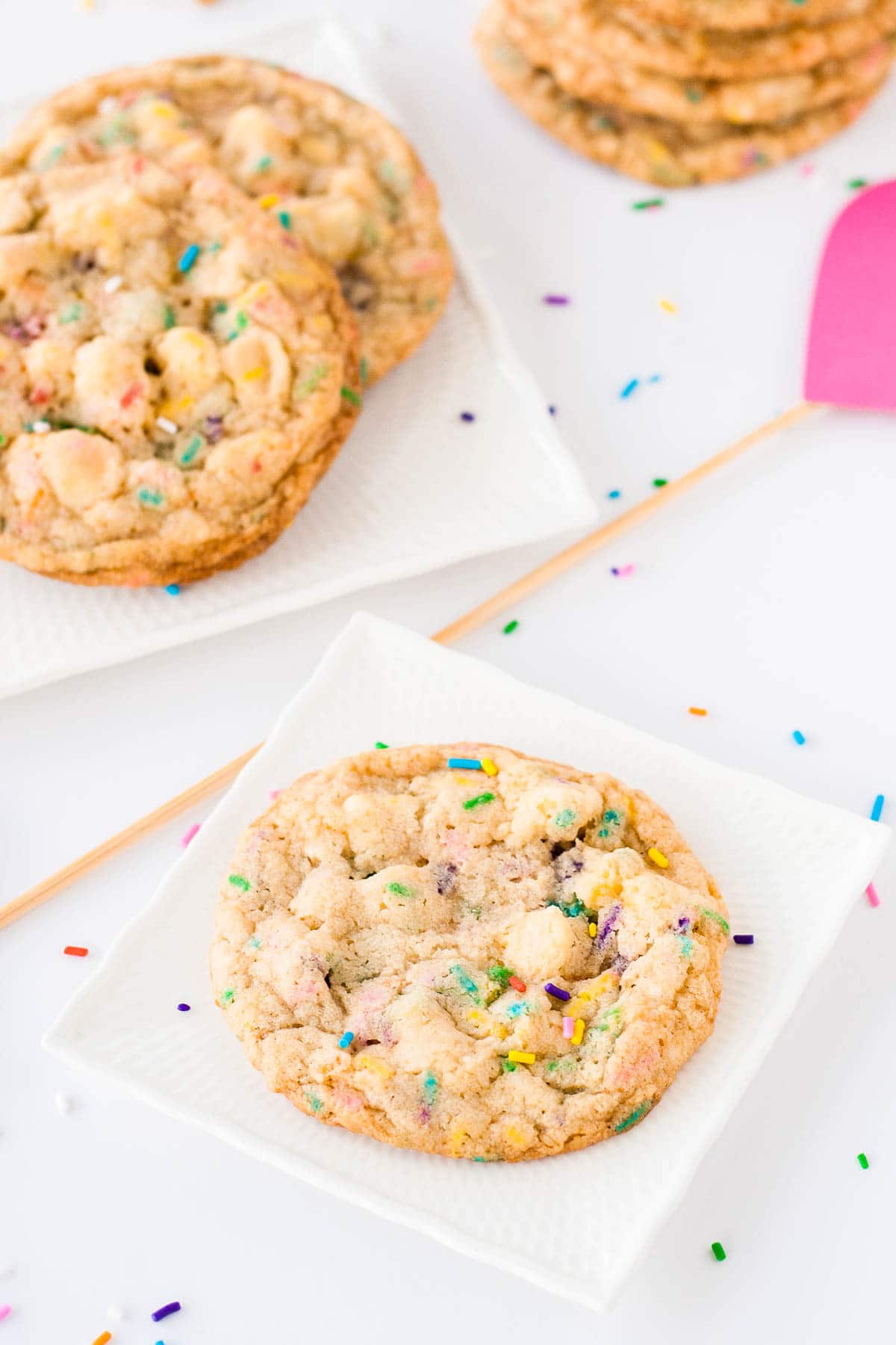 Cookies on white plates.