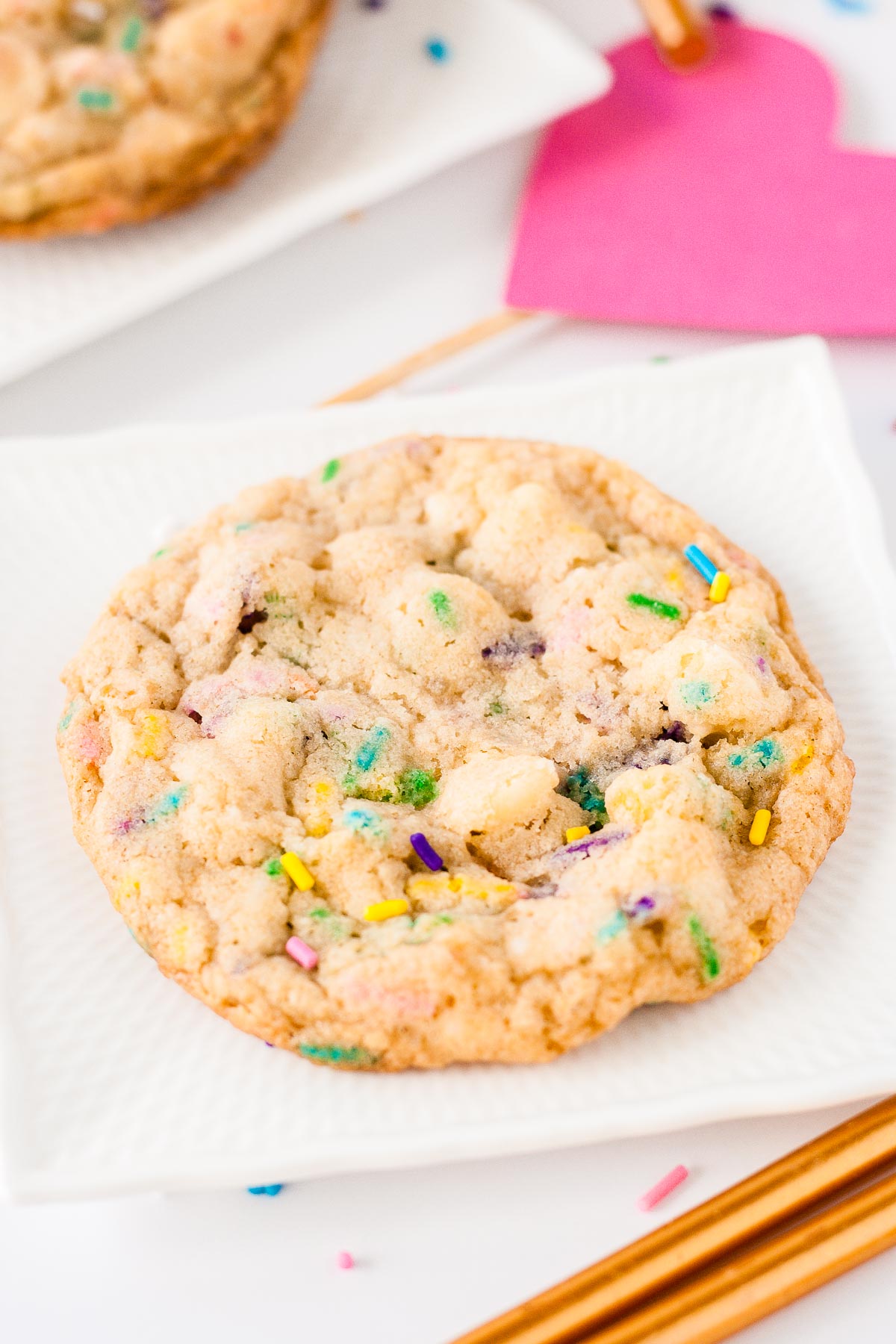 Close up of a cookie.