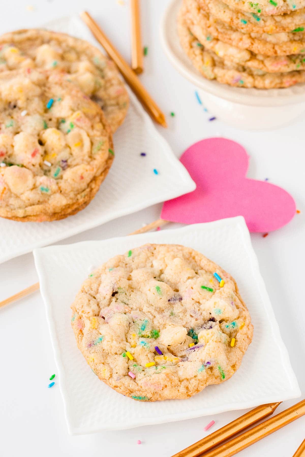 Cookies on white plates.