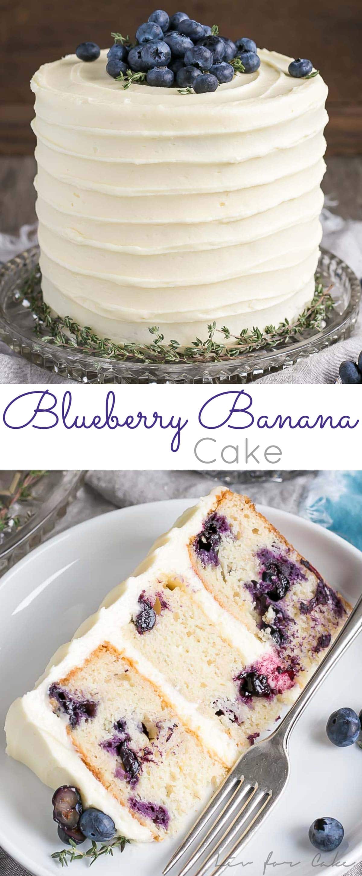 Blueberry Banana Cake recipe collage