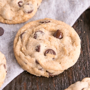 A close up of a cookie