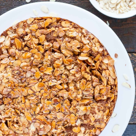 Overhead shot of the almond cake.