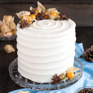 A decorated cake on a cake stand