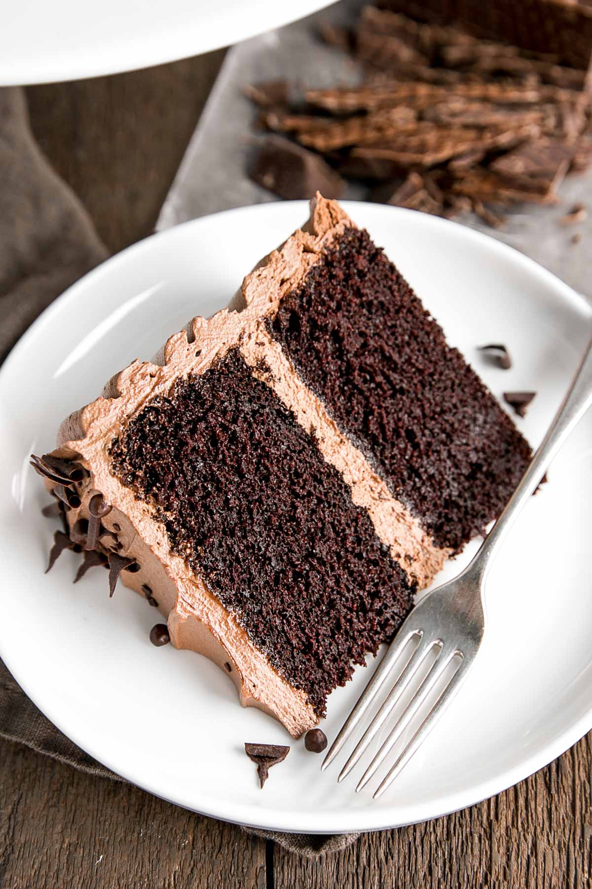 Slice of cake on a plate.