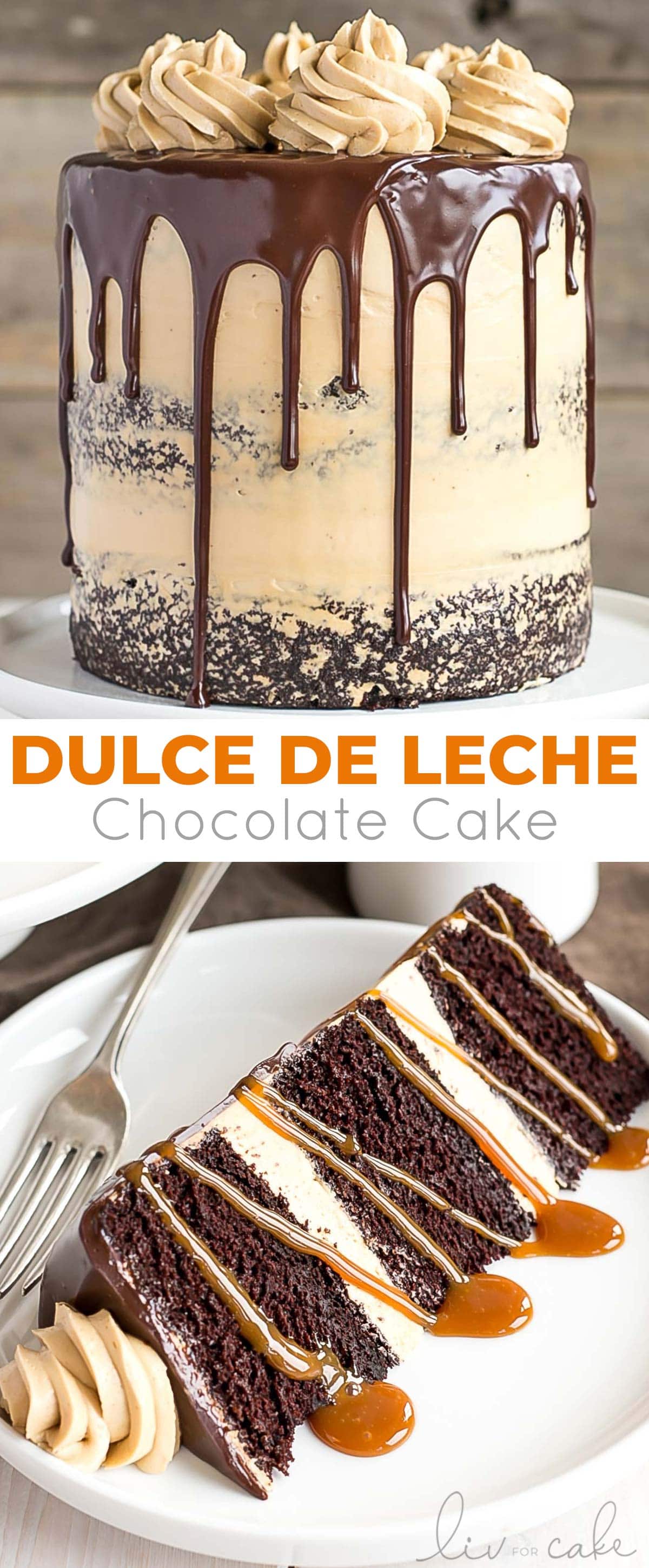 Chocolate Dulce de Leche Cake collage