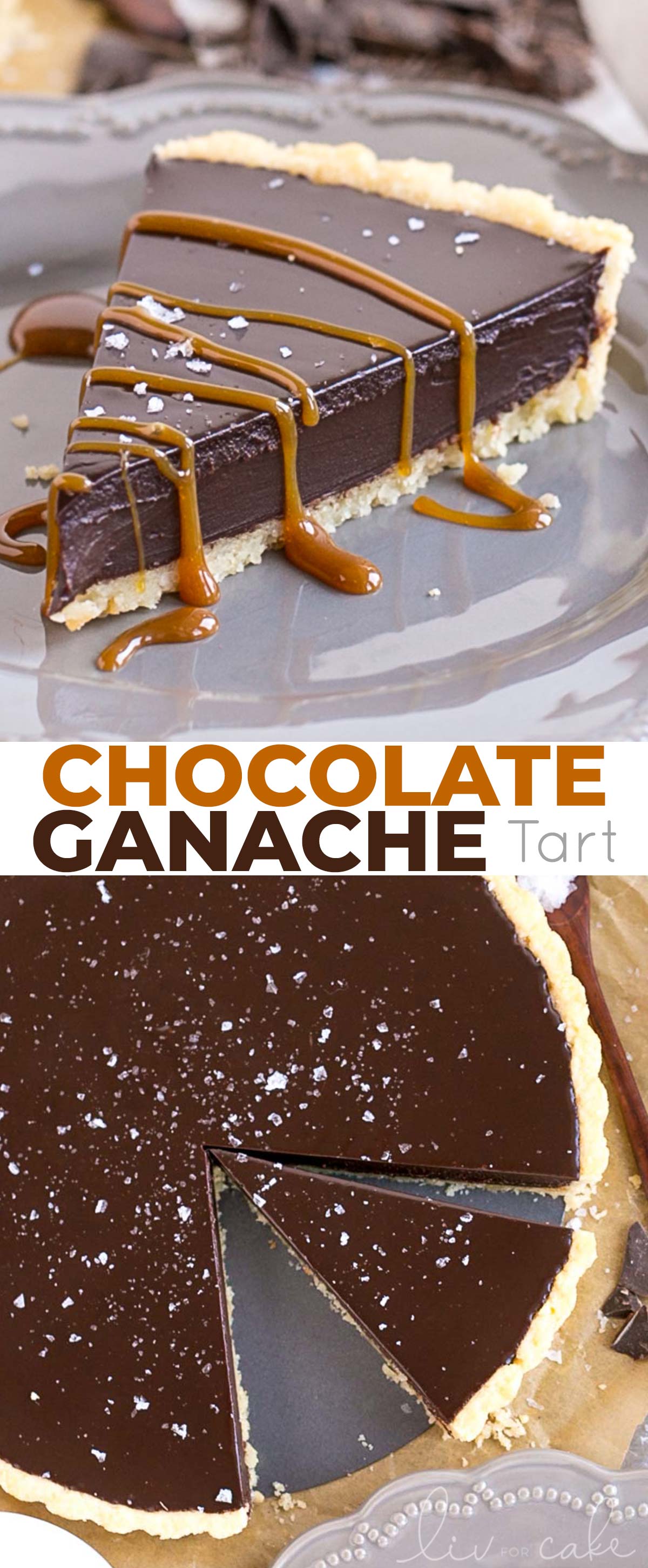 Chocolate tart photo collage.