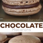 These chocolate macarons are the perfect sweet treat! Chocolate cookies filled with a rich dark chocolate ganache. | livforcake.com