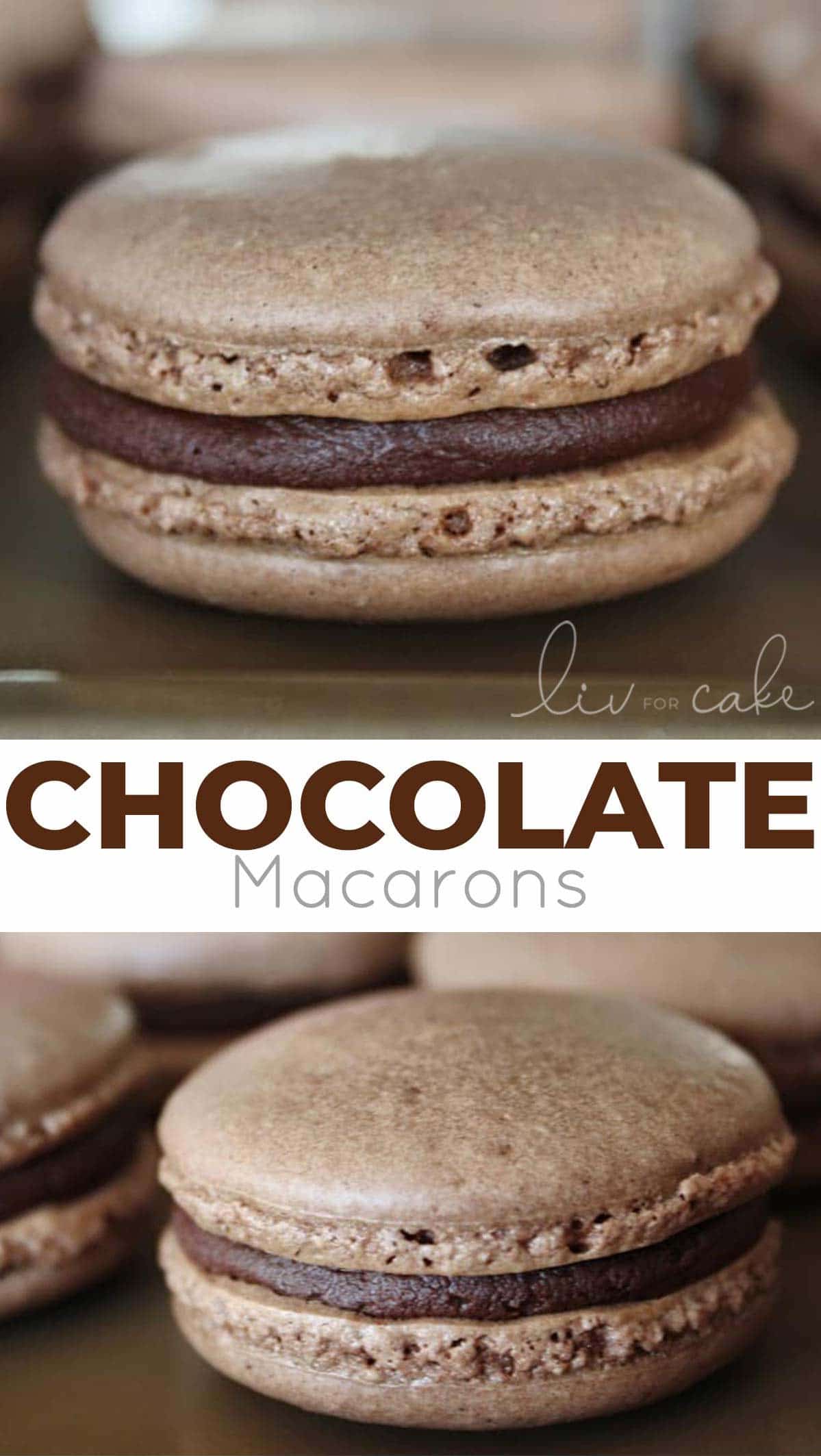 Chocolate macarons collage