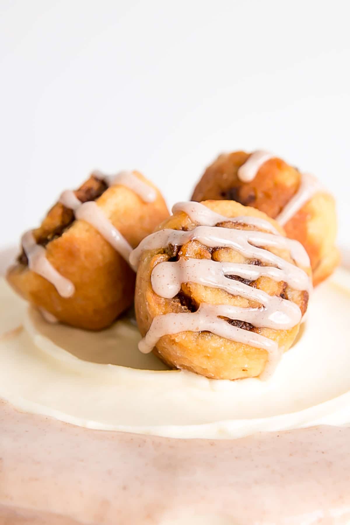 Close up of mini cinnamon rolls on the top