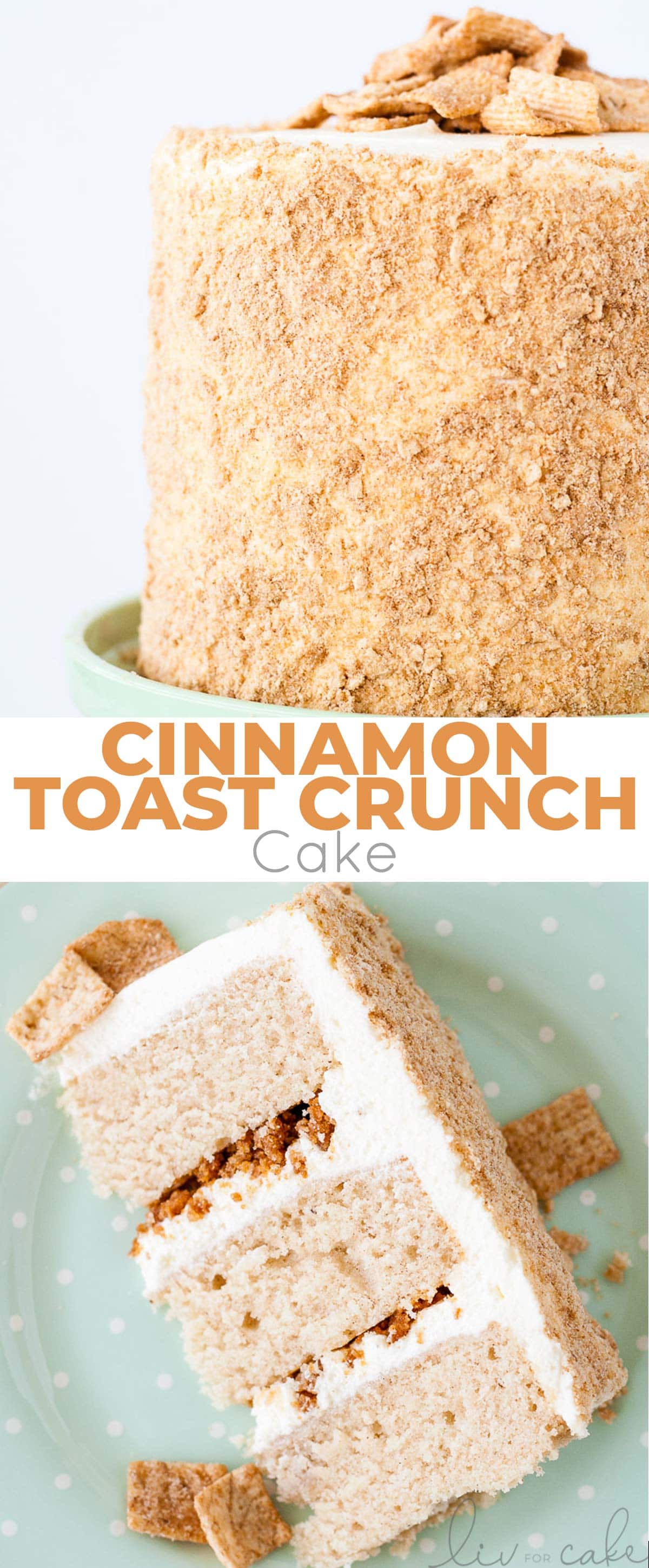 Cinnamon Toast Crunch Cake photo collage.