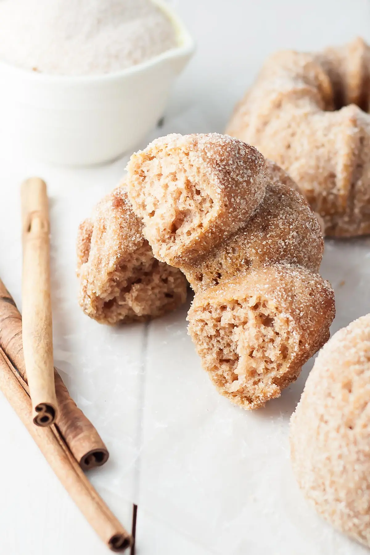 Mini cinnamon toast bundt cut in half