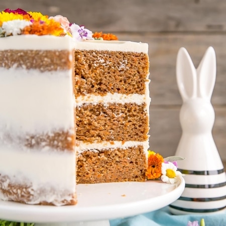 A decorated cake on a cake stand