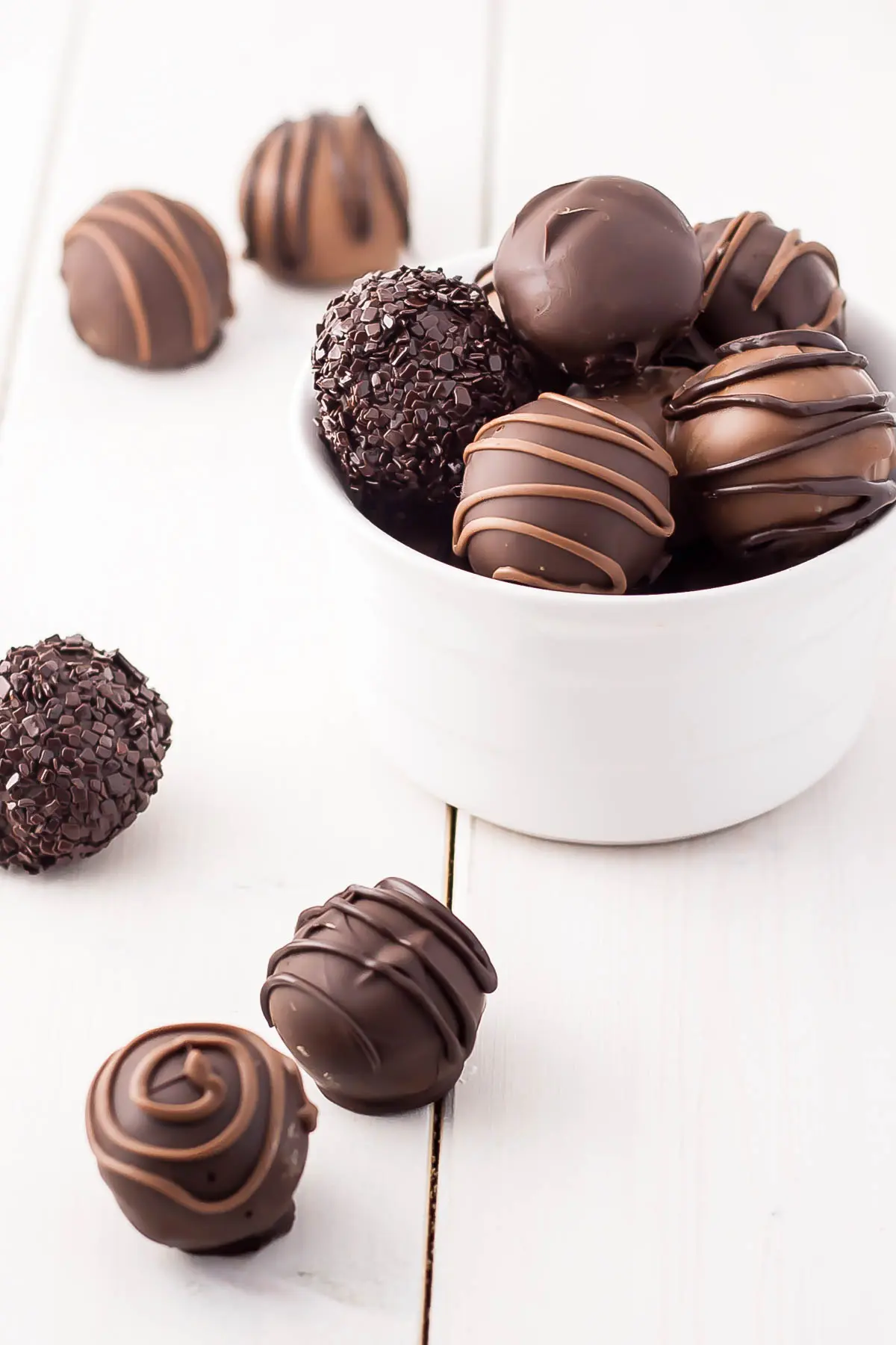 Chocolate dipped edible cookie dough truffles.