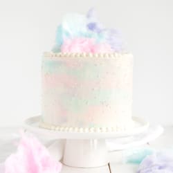 A decorated cake on a cake stand