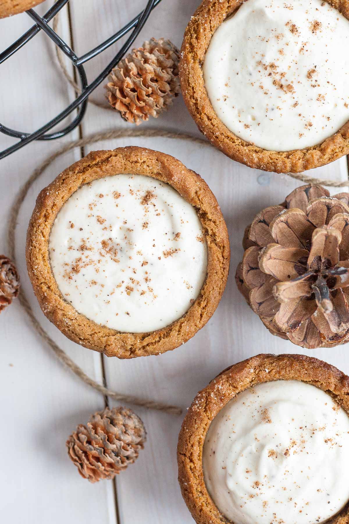 overhead shot of cookie cups.