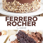 This Ferrero Rocher Cake is your favourite chocolate hazelnut treat in cake form! Chocolate hazelnut cake layers and with a Nutella buttercream. | livforcake.com