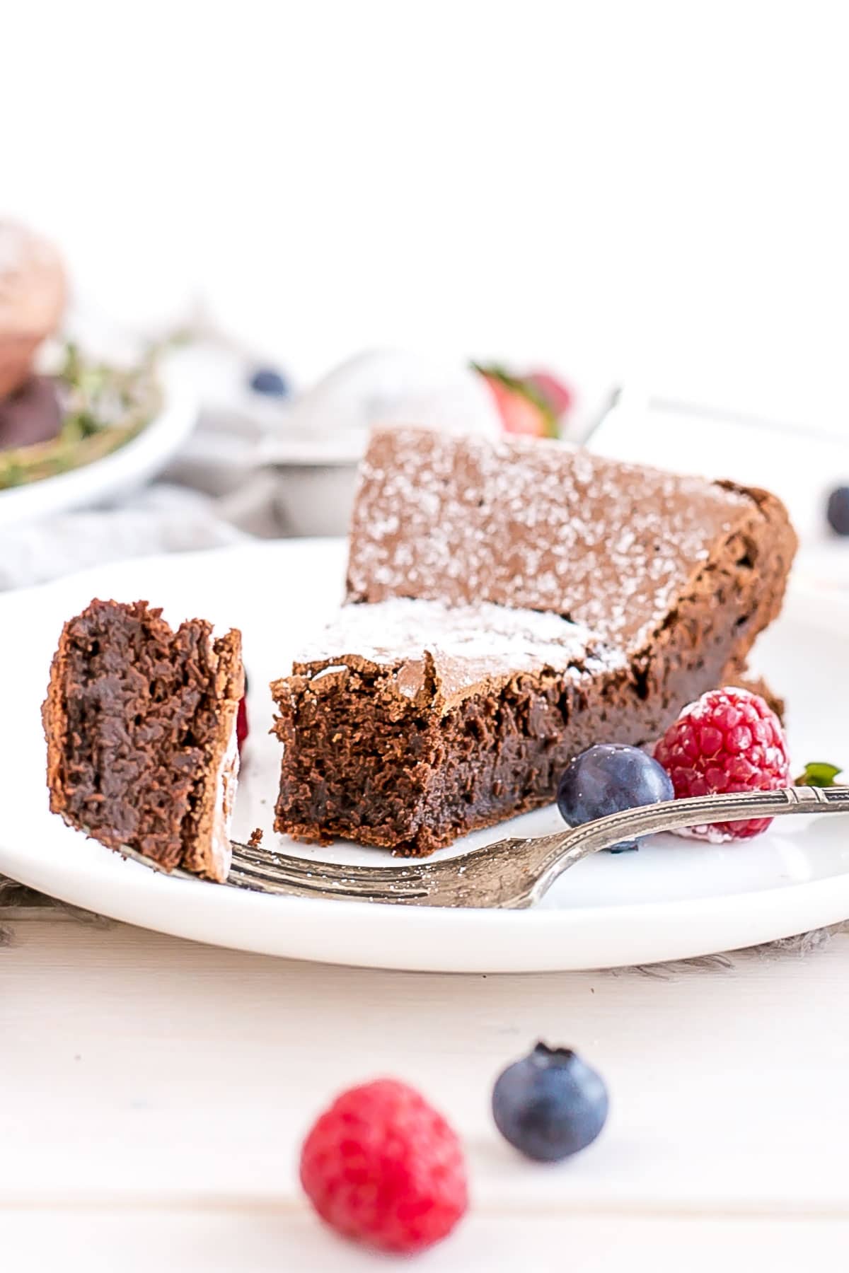 A piece of chocolate cake on a plate