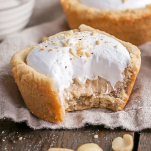 Cookie cup with a bite taken out.