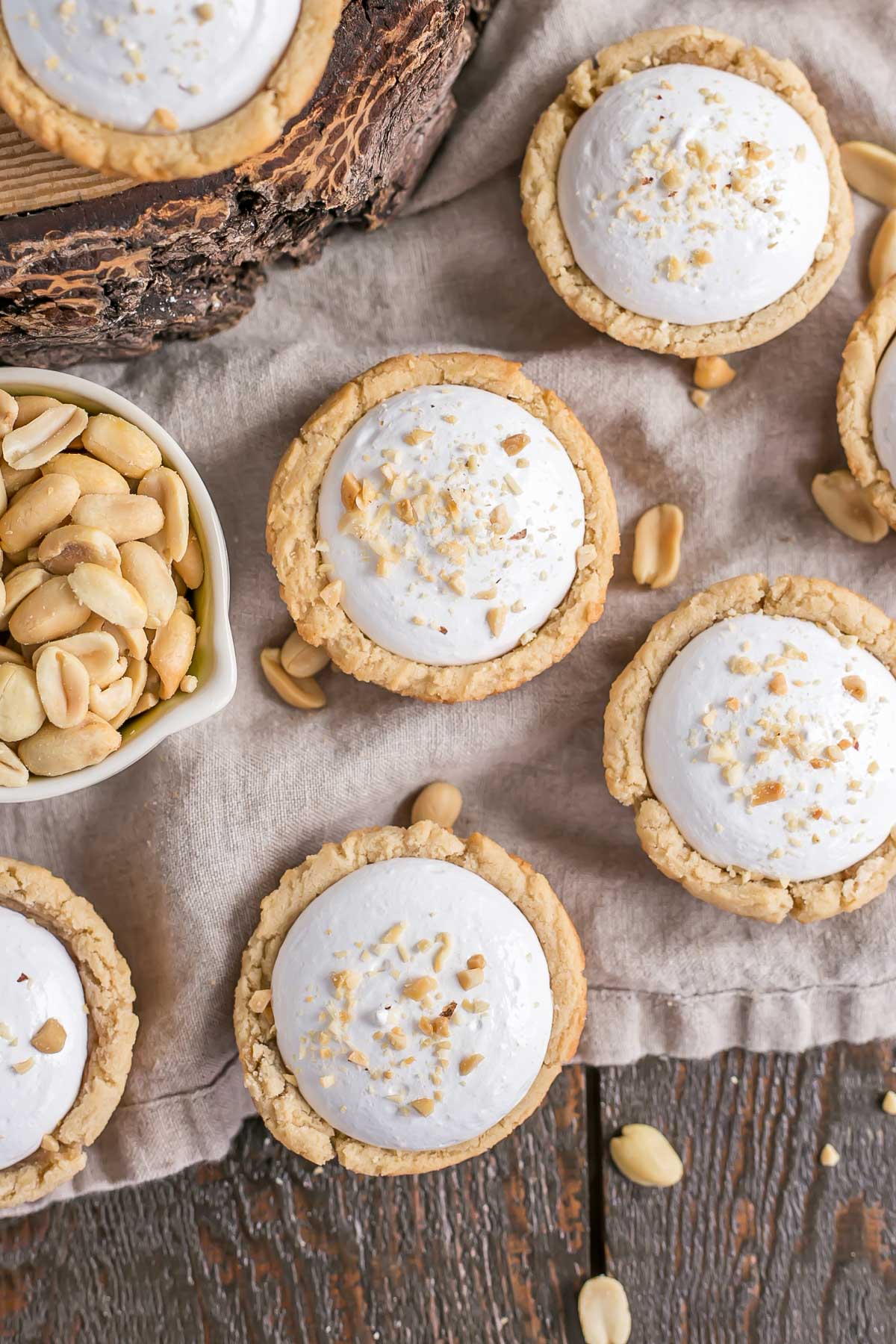 Overhead shot of the fluffernutter cookie cups.