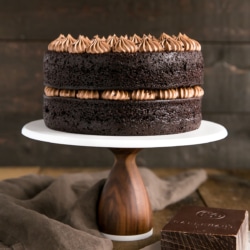 A cake sitting on top of a wooden table