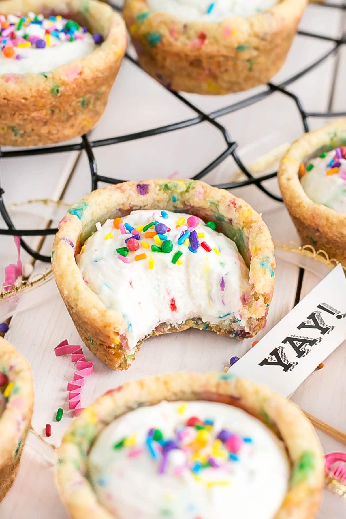 Cookie cup with a bite taken out