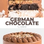 This Classic German Chocolate Cake combines rich chocolate cake layers with a sweet coconut pecan filling and a dreamy chocolate buttercream. | livforcake.com