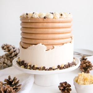 Cake on a cake stand.