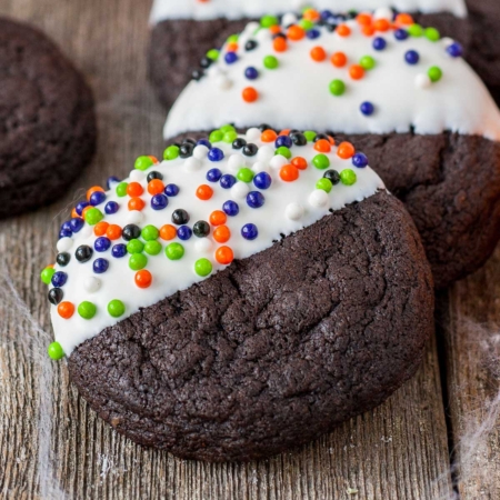 Close up of halloween cookies.