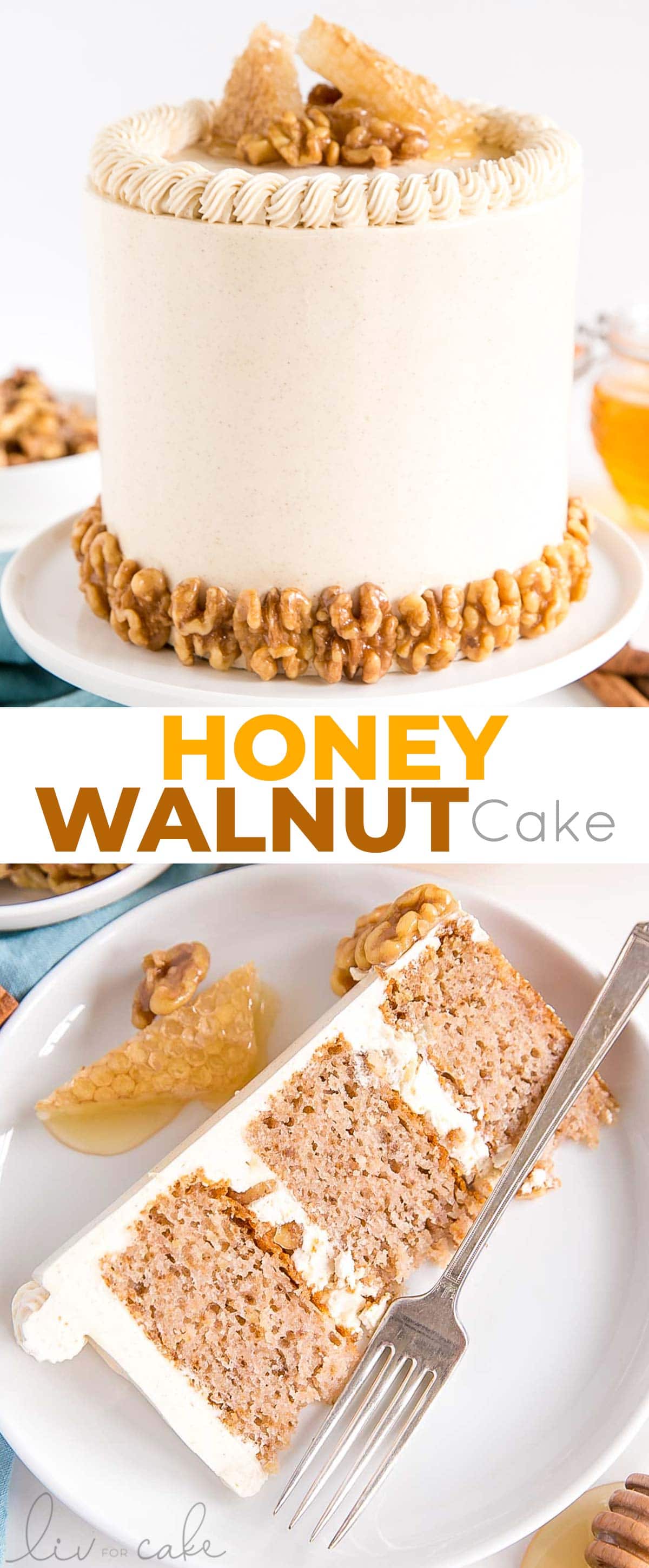 honey walnut cake photo collage