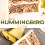 This classic Hummingbird Cake is packed with pineapple, banana, and pecans. Ultra moist cake layers with hints of cinnamon and nutmeg covered in a cream cheese frosting. | livforcake.com