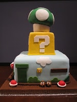 Three tier Super Mario cake side.