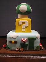 Three tier Super Mario cake back.