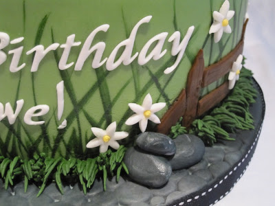 Close up of the rocks on the side of the cake.