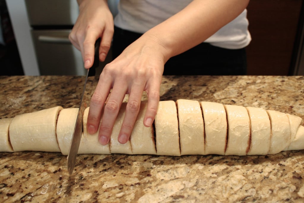 Cut into 15 equal sized rolls