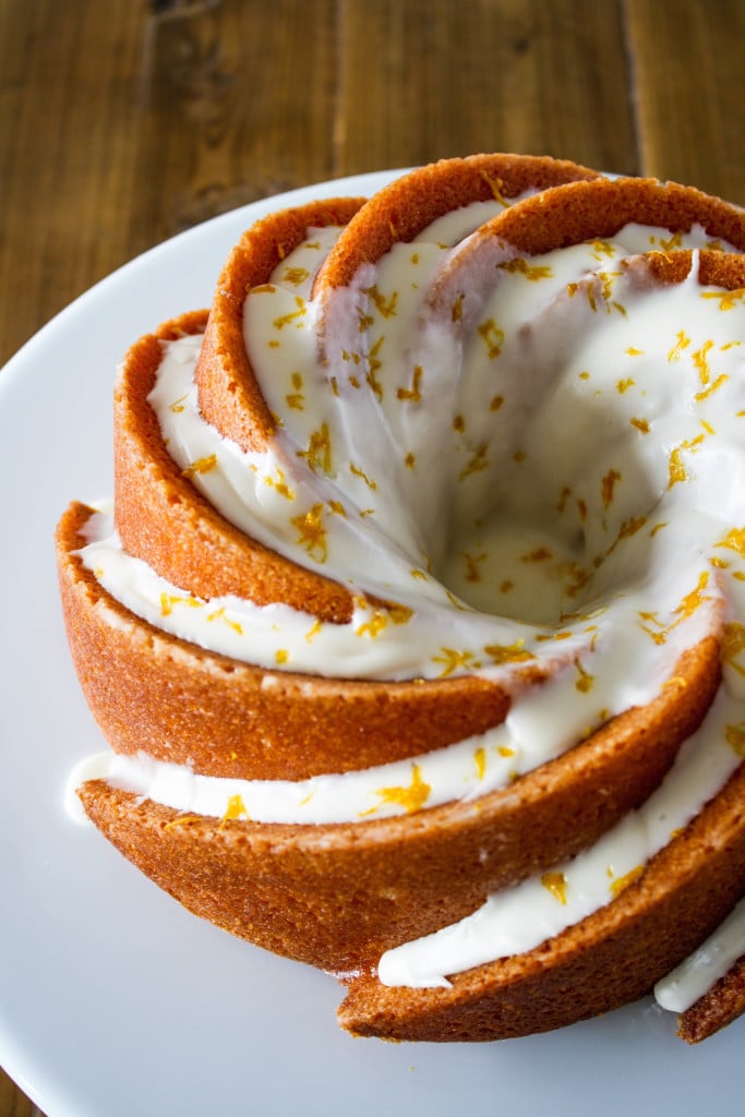 Meyer lemon bundt cake with lemon sugar glaze.