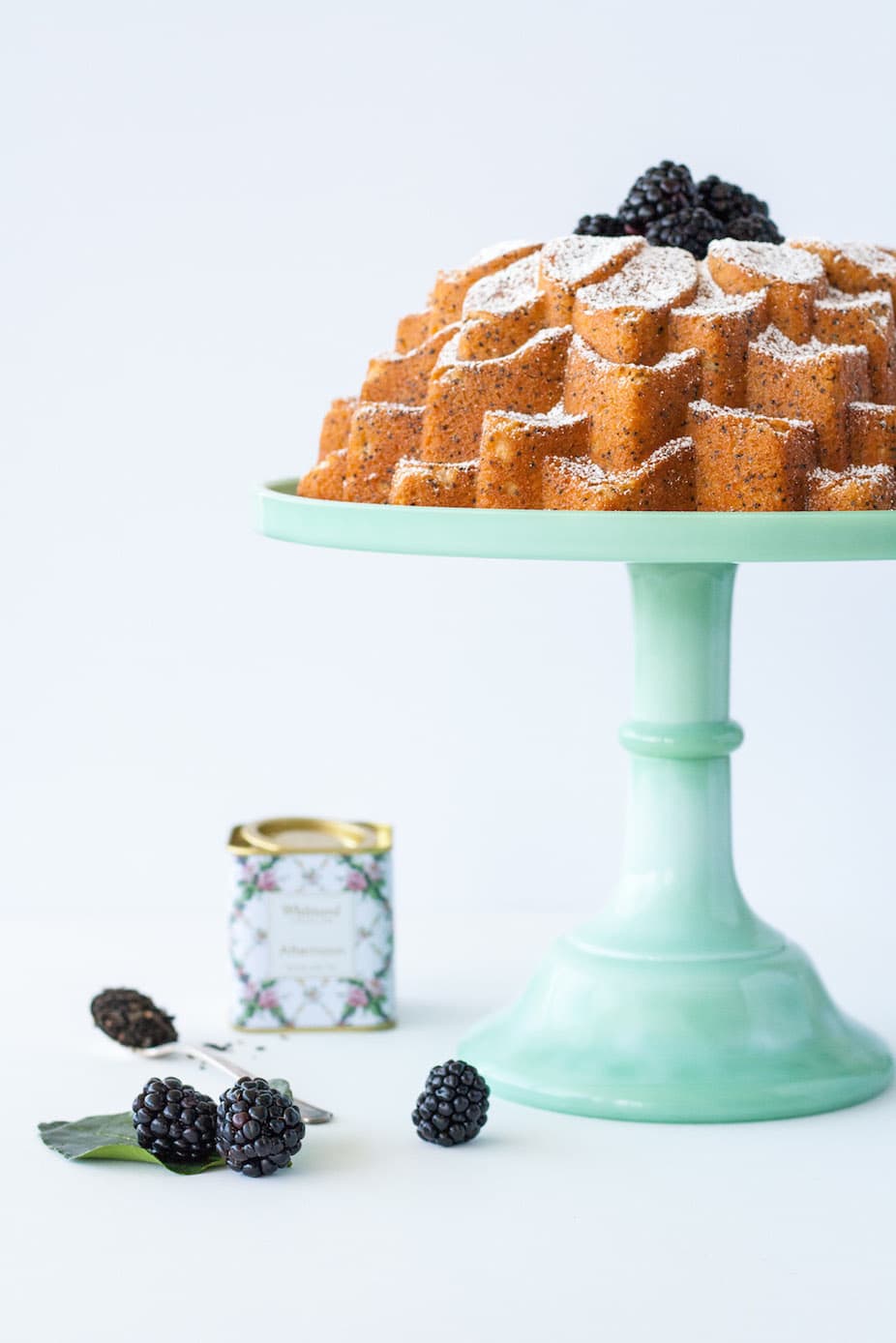 Cake on a cake stand.