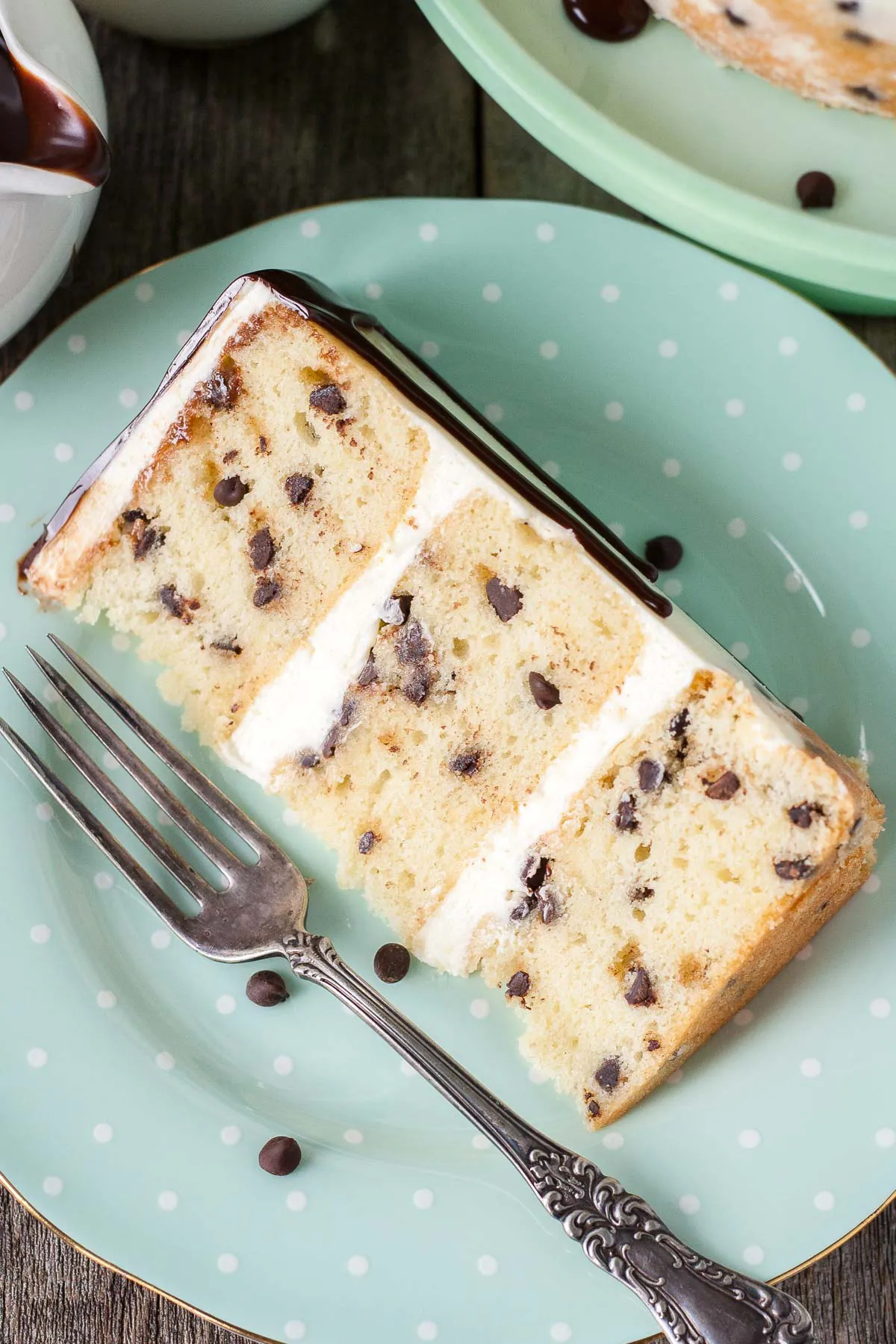 Another shot of a slice of cake on a plate.