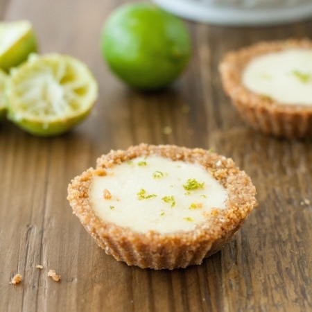 Tarts on a wooden table.