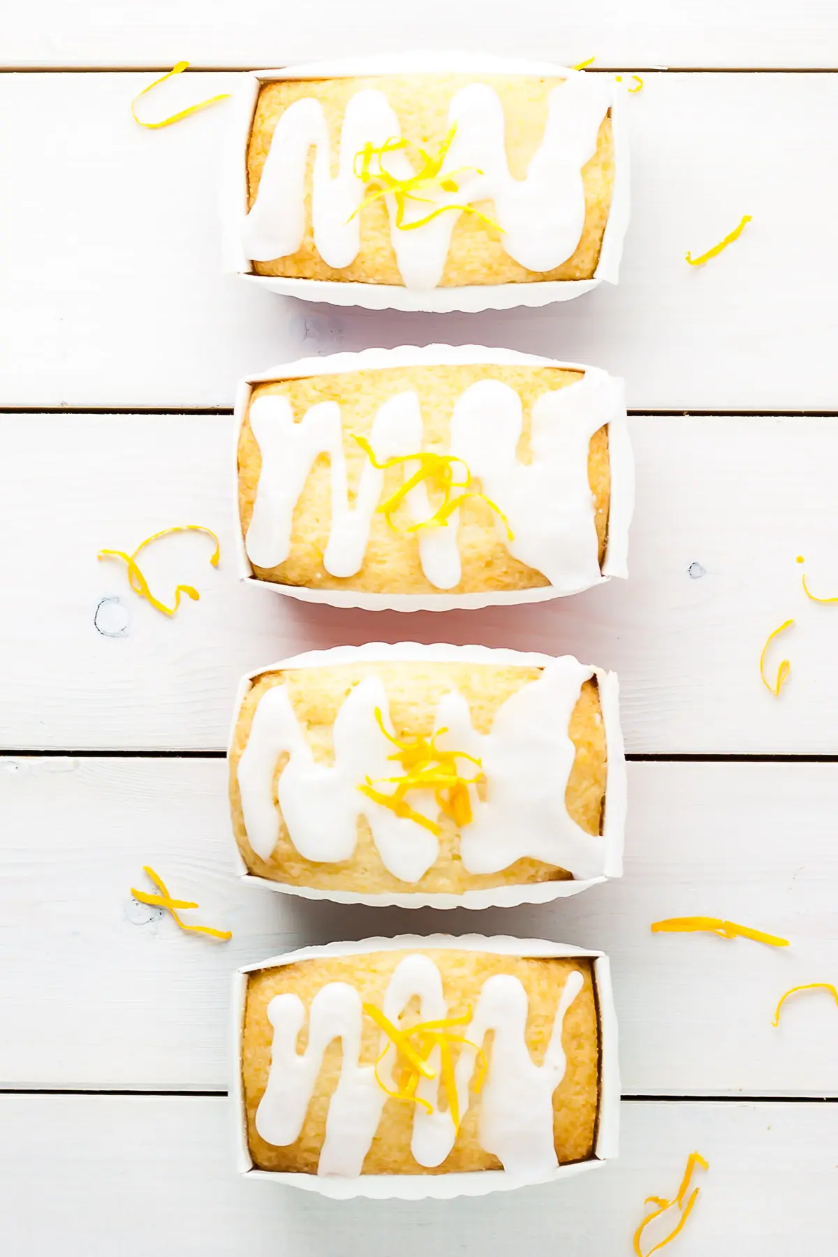 Overhead shot of the lemon loaves.