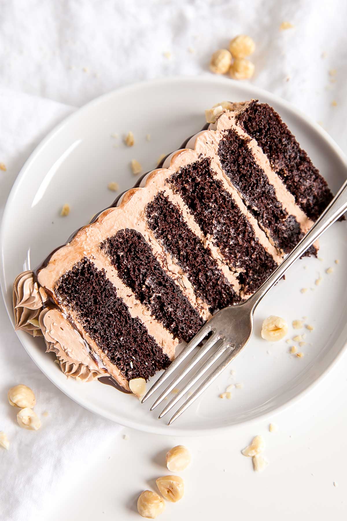 Slice of Nutella Cake on a plate.