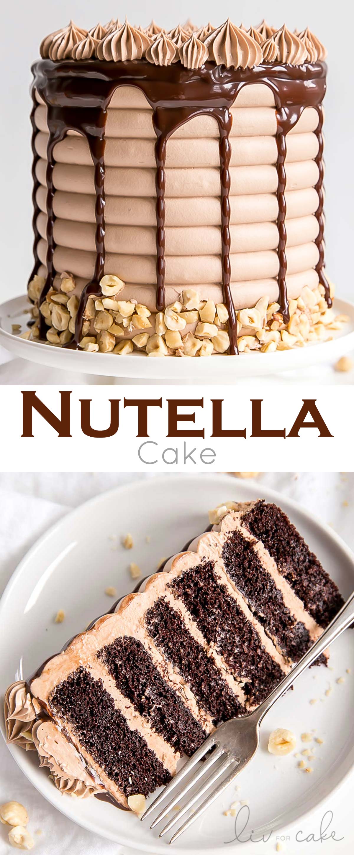 Nutella cake photo collage.