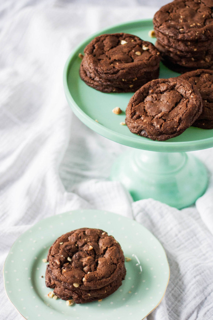 Cookies on a mint green plate.