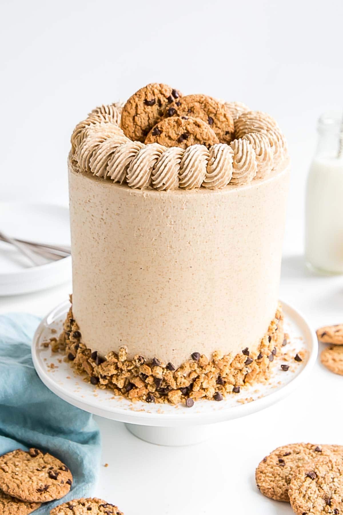 Angled shot of the oatmeal cookie cake.