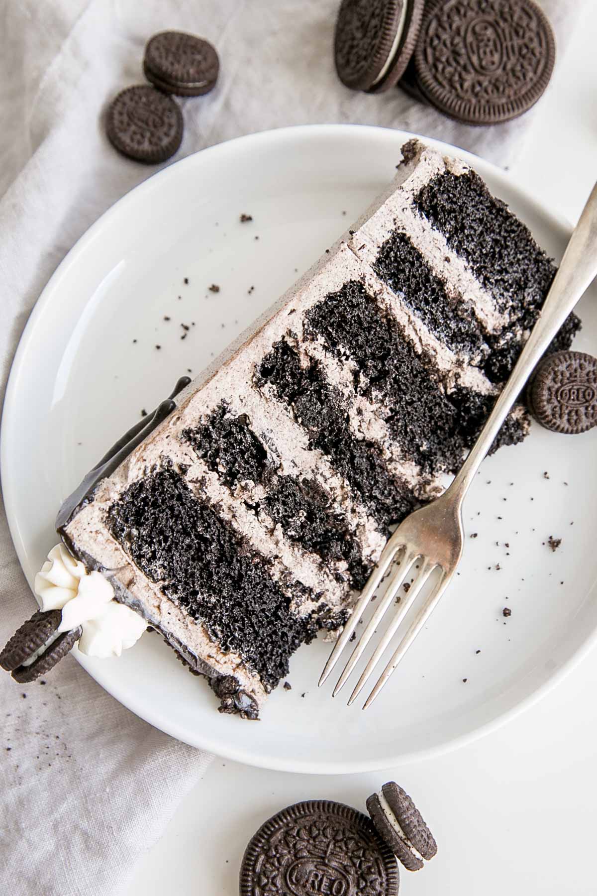 Slice of Oreo Cake on a plate